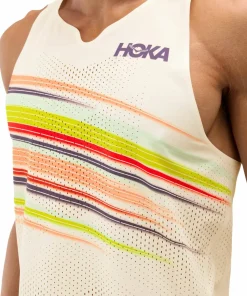 Hoka Men's Race Day Singlet Alabaster Flare