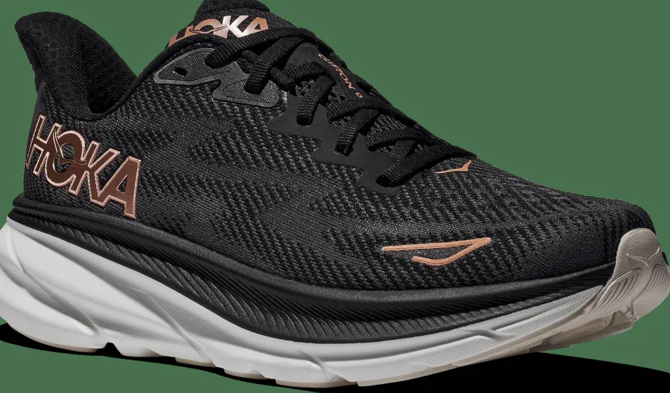 Hoka Women's Clifton 9 Black/Rose Gold