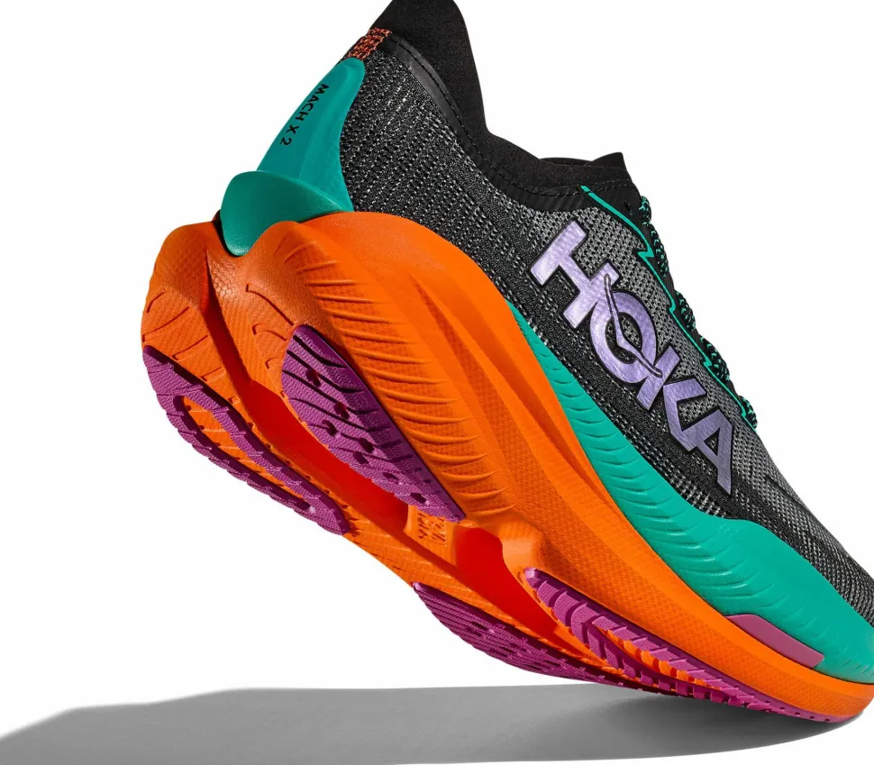Hoka Women's Mach X 2 Wide Black/Electric Aqua