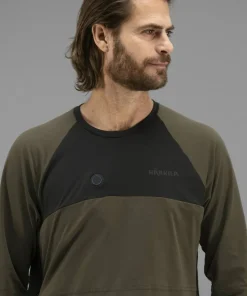 Härkila Men's Heat L/S T-shirt Willow Green/Black