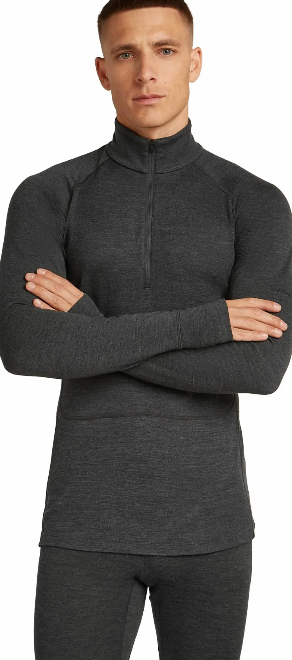 Icebreaker Men's Merino 260 ZoneKnit Long Sleeve Half Zip Jet Hthr