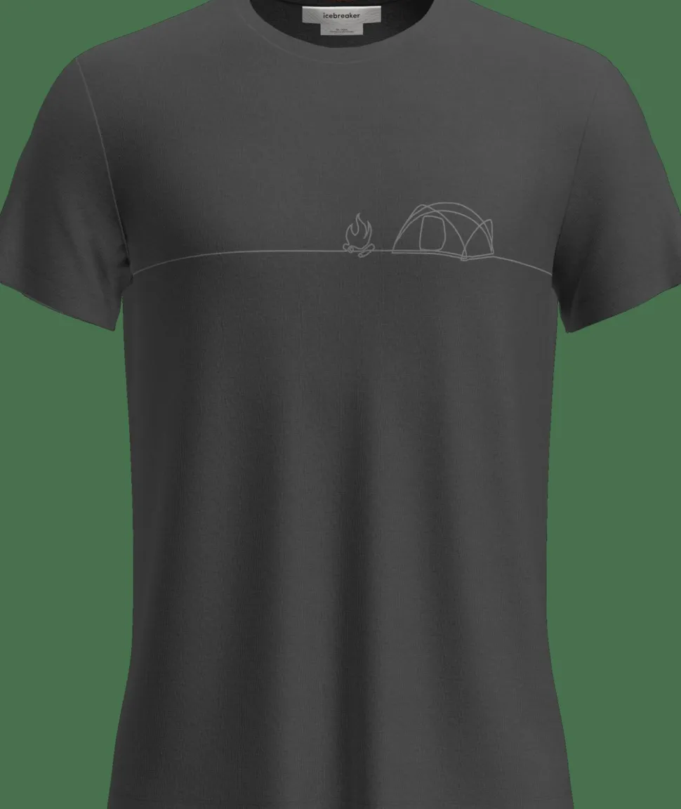 Icebreaker Men's Merino Blend Core Ss Tee Single Line Camp Obsidian