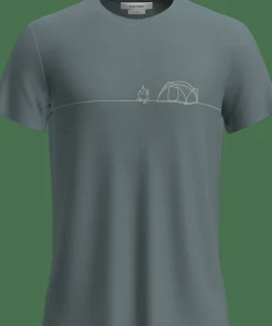 Icebreaker Men's Merino Blend Core Ss Tee Single Line Camp Blue Ash Clearance