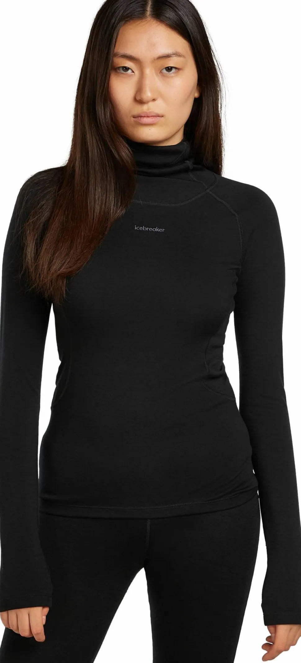 Icebreaker Women's 300 MerinoFine Polar Long Sleeve Roll Neck Black