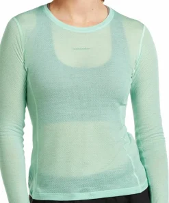 Icebreaker Women's Merino 75 Cool-Lite Featherlight Longleeve Crewe Mint Hot