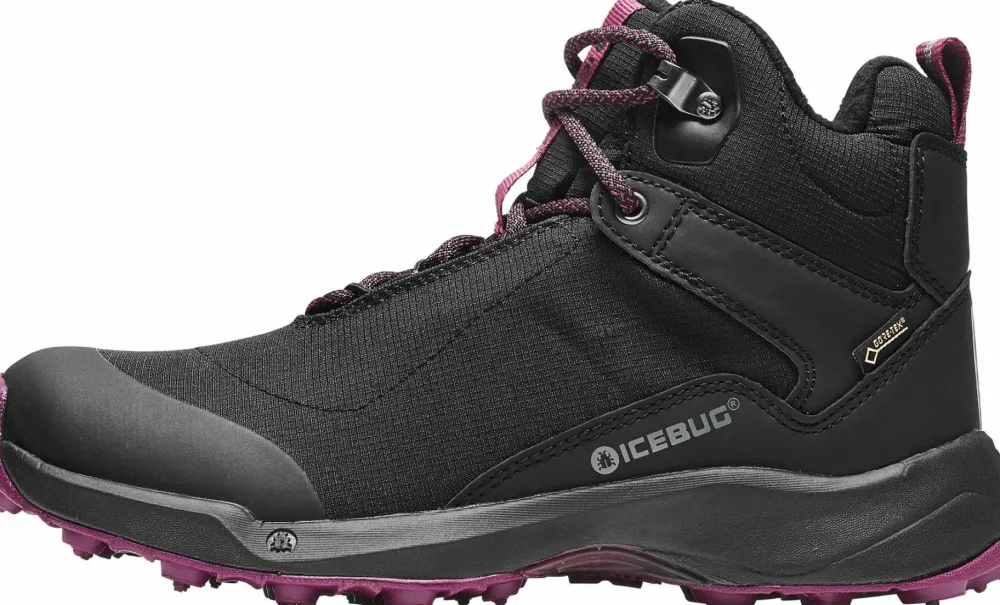 Icebug Women's Pace3 BUGrip GORE-TEX Black/DarkHibiscus Hot