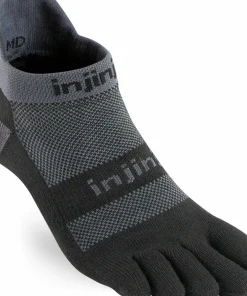 Injinji Men's Run Midweight No Show Coolmax Black Gray