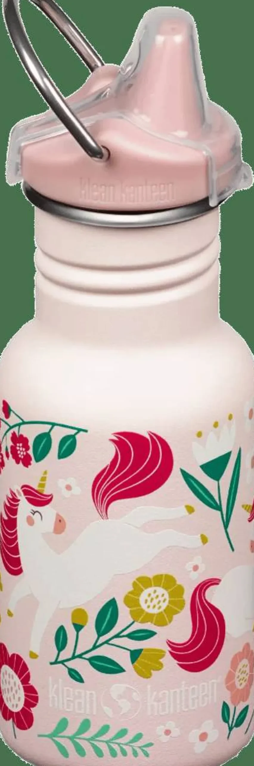 Klean Kanteen Kids' Classic Narrow 355ml (W/ Kid Sippy) Leaping Unicorns Pink
