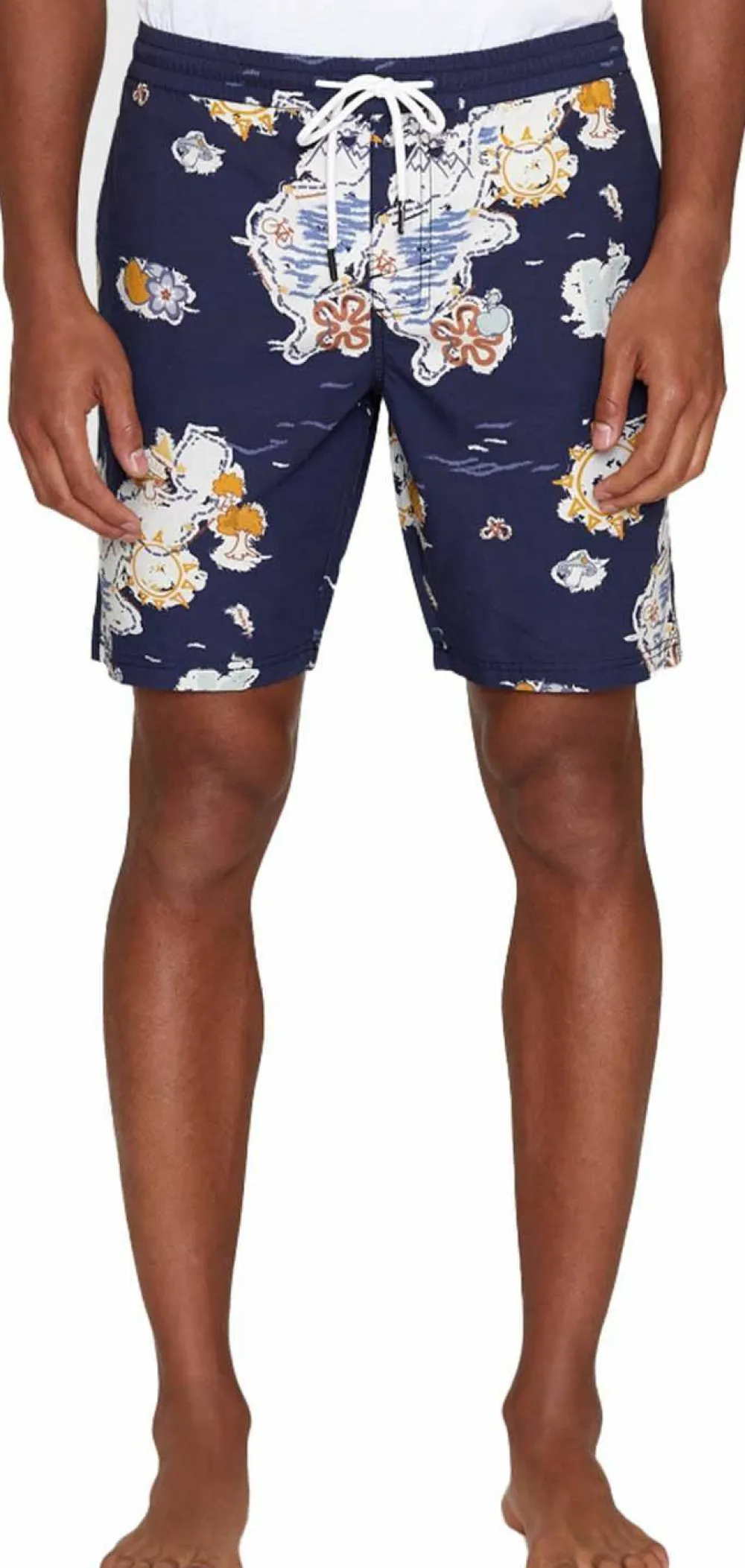 Knowledge Cotton Apparel Men's Boardwalk Shorts With Elastic Waist Night Sky Outlet