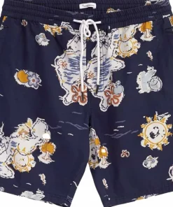 Knowledge Cotton Apparel Men's Boardwalk Shorts With Elastic Waist Night Sky Outlet