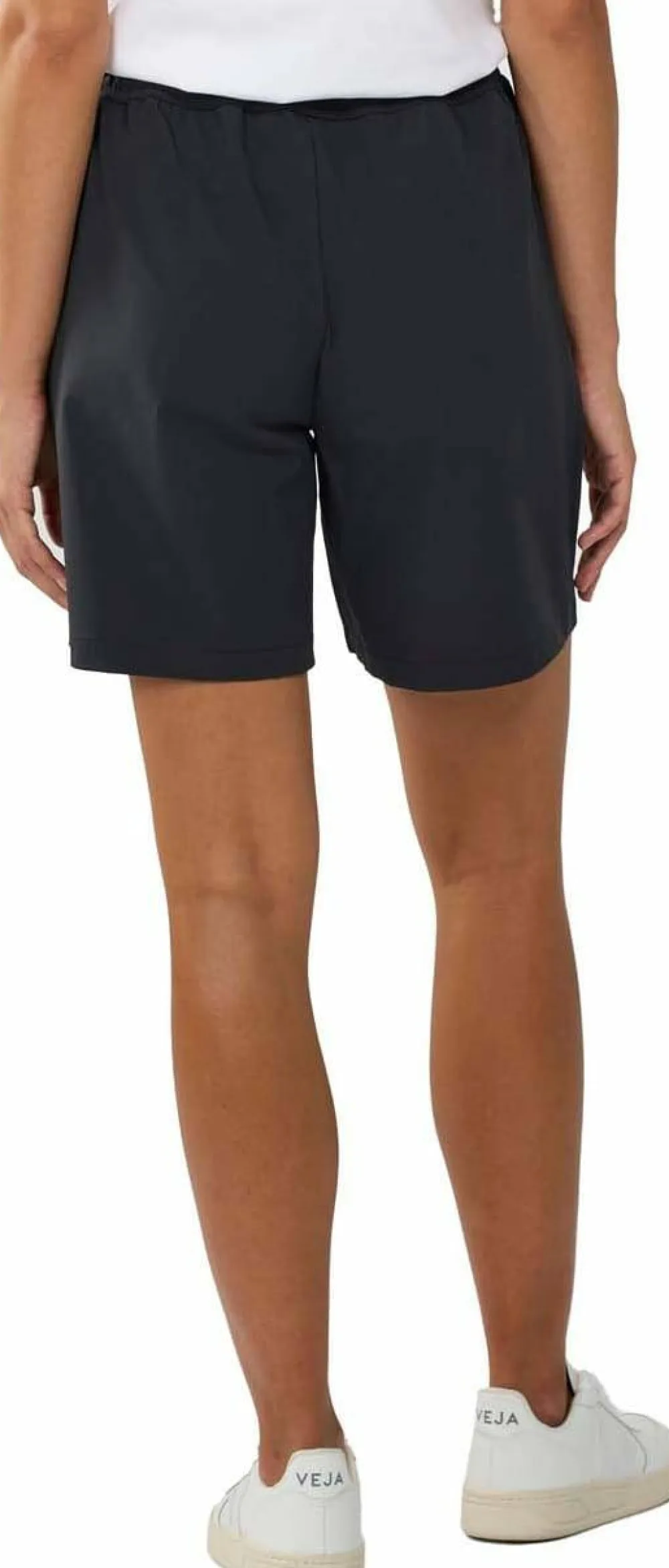 Knowledge Cotton Apparel Women's Stretch Ribstop Elastic Waist Shorts Black Jet Discount