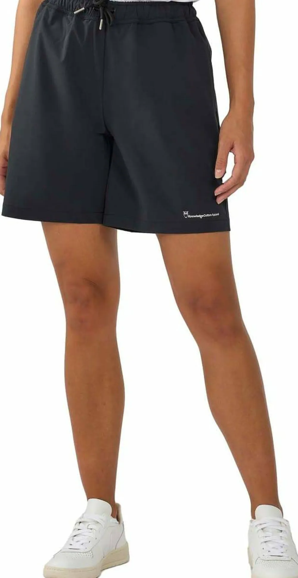 Knowledge Cotton Apparel Women's Stretch Ribstop Elastic Waist Shorts Black Jet Discount