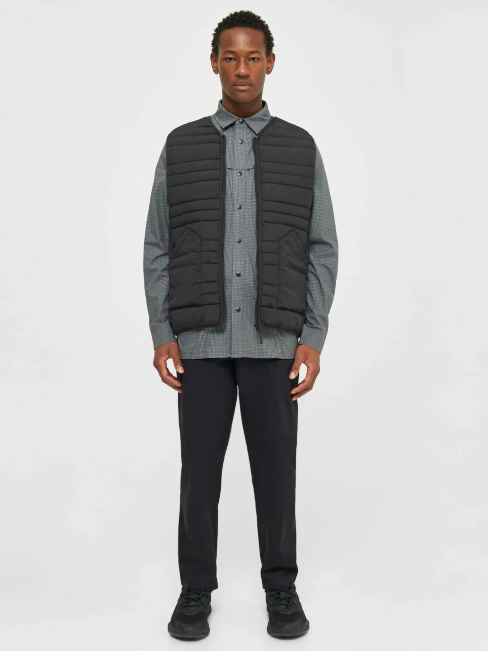 Knowledge Cotton Apparel Men's Go Anywear™ Quilted Padded Zip Vest Black Jet