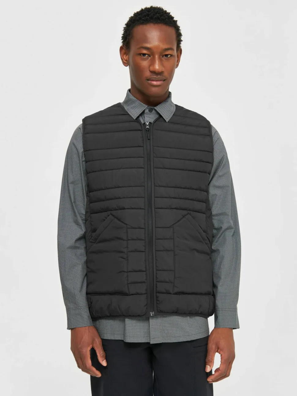 Knowledge Cotton Apparel Men's Go Anywear™ Quilted Padded Zip Vest Black Jet