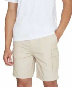 Knowledge Cotton Apparel Men's Fig Loose Cargo Poplin Shorts Light Feather Gray Best