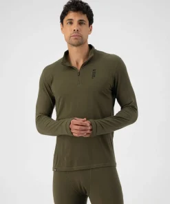 Mons Royale Men's Cascade Merino Flex 200 1/4 Zip Dark Olive Best