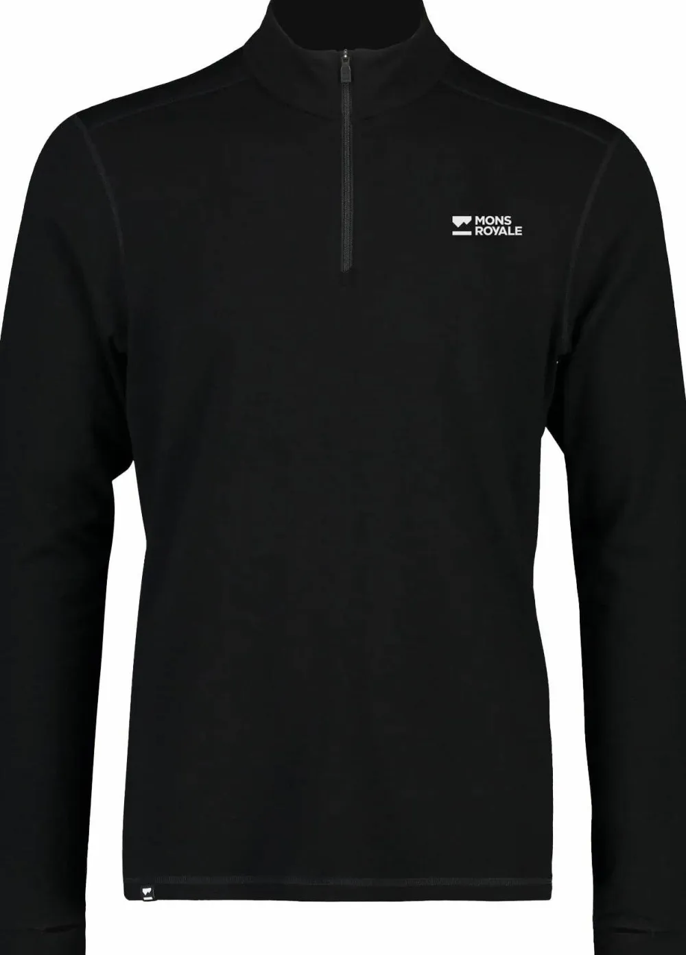 Mons Royale Men's Cascade Merino Base Layer 1/4 Zip Long Sleeve Black Discount