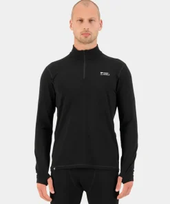 Mons Royale Men's Cascade Merino Base Layer 1/4 Zip Long Sleeve Black Discount