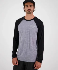Mons Royale Men's Icon Merino Raglan Long Sleeve Grey Heather/Black