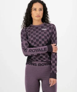 Mons Royale Women's Ascender Merino Seamless Long Sleeve Mauve/Black