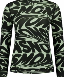 Mons Royale Women's Cascade Merino Base Layer Mock Neck Long Sleeve Signal Lost Matcha Hot