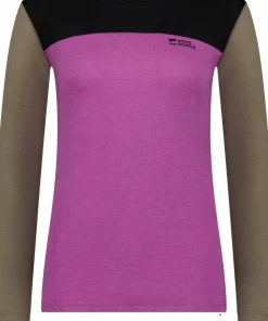Mons Royale Women's Yotei Merino Long Sleeve Purple Bolt/Walnut/Black