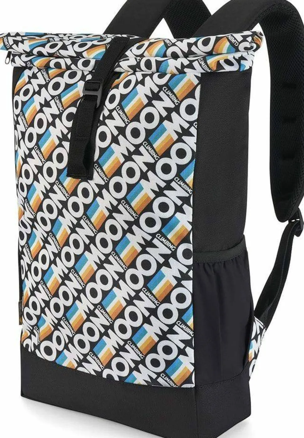 Moon Climbing Roll Top Back Pack Retro Stripe Black