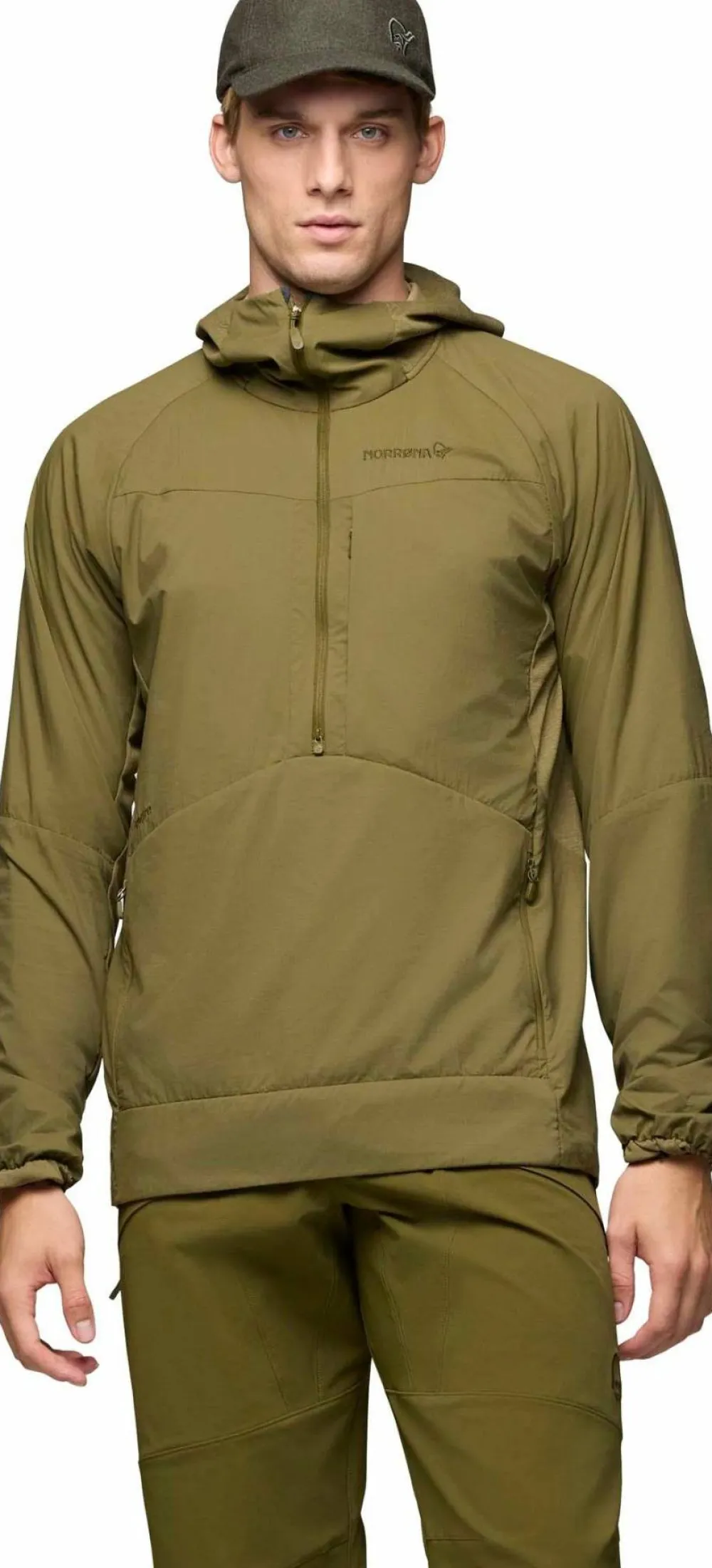 Norrøna Men's Møre Octa Zip Hood Dark Olive Clearance