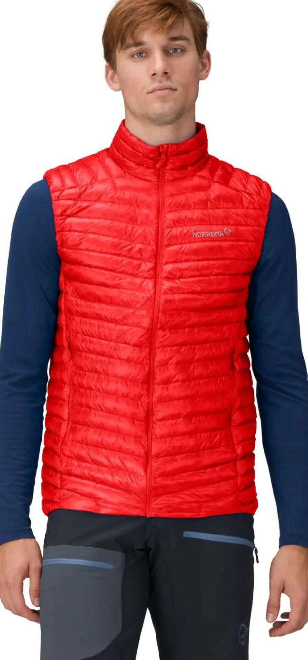 Hot Men's Trollveggen Superlight Down Vest Red Västar Herr