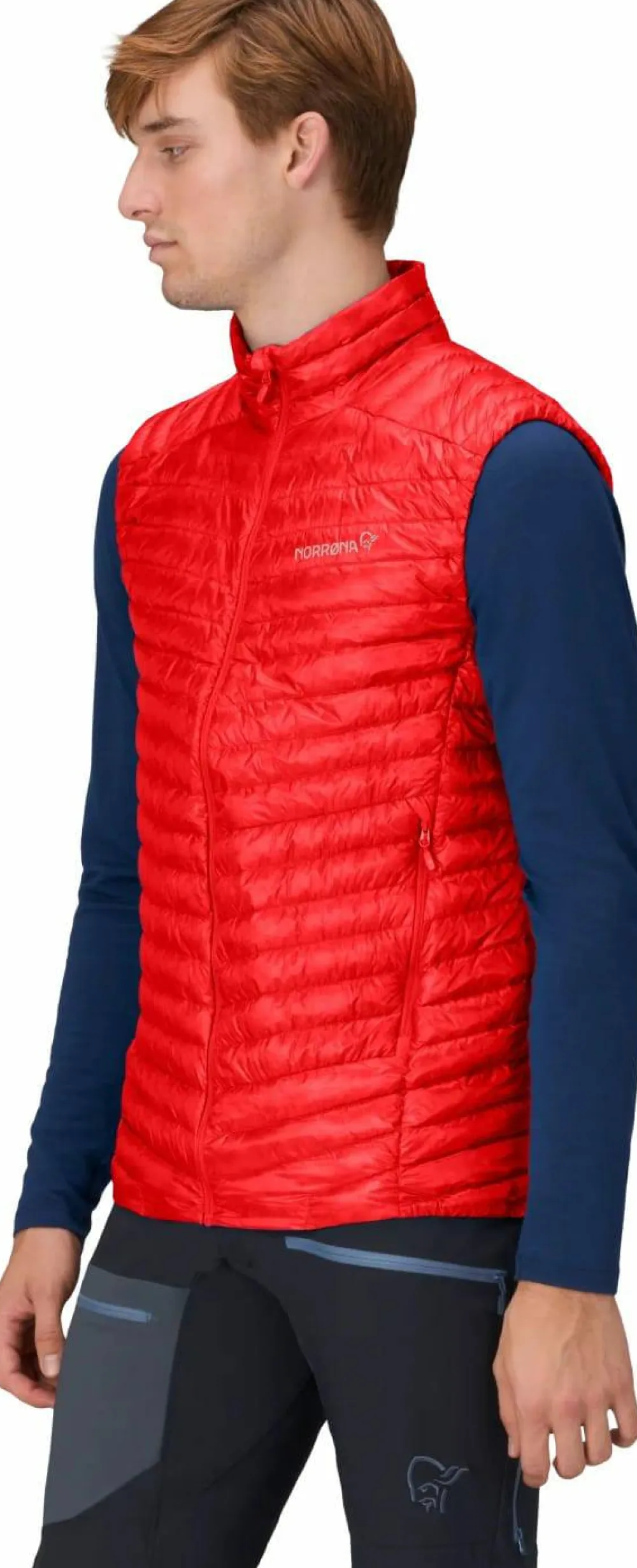 Hot Men's Trollveggen Superlight Down Vest Red Västar Herr
