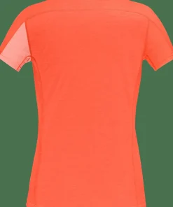 Norrøna Women's Falketind Equaliser Merino T-Shirt Peach Amber/Orange Alert Clearance