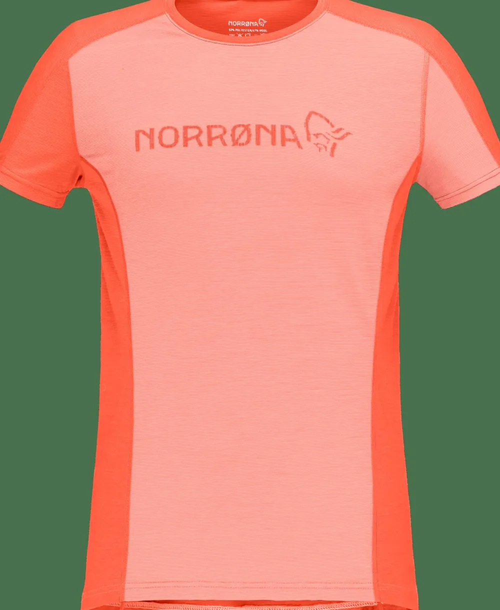 Norrøna Women's Falketind Equaliser Merino T-Shirt Peach Amber/Orange Alert Clearance