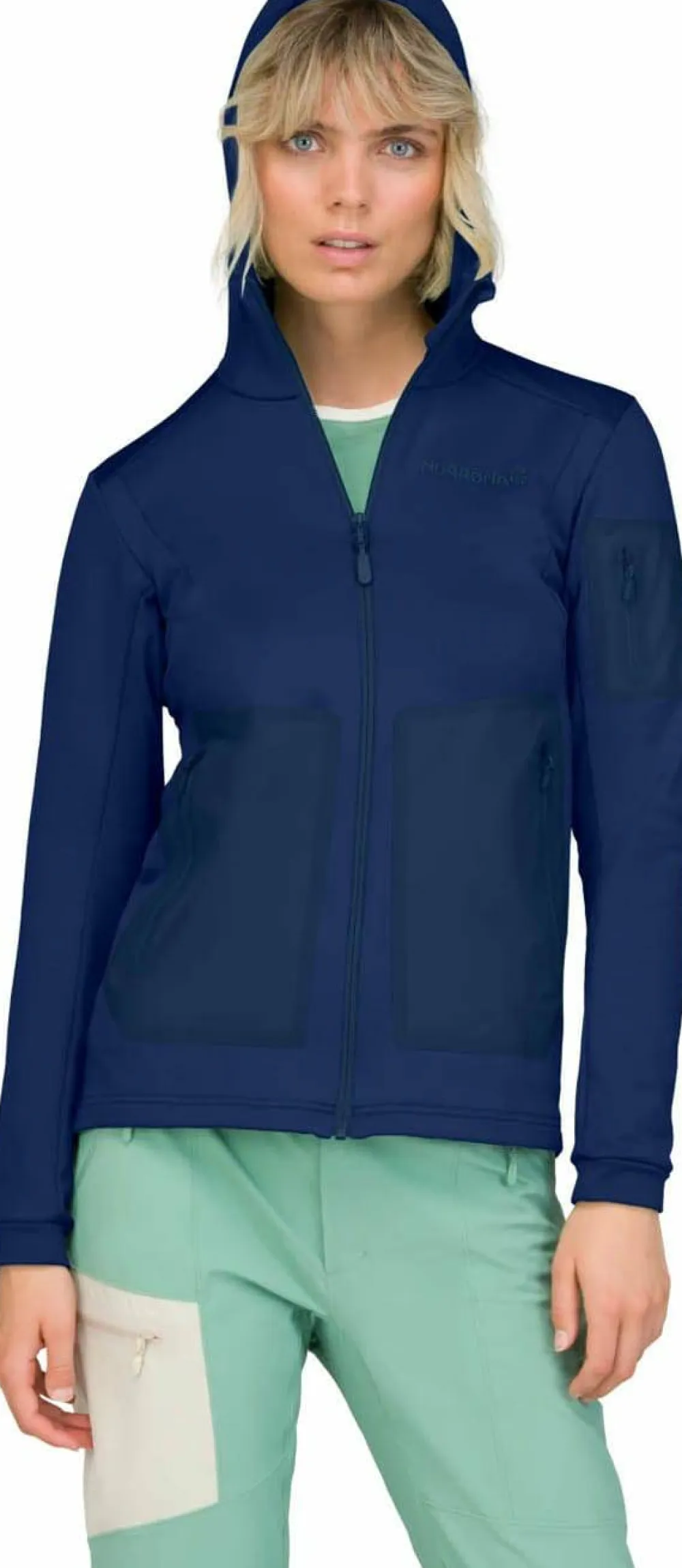 Women's Falketind Warm Stretch Hood Blue Damtröjor & Skjortor