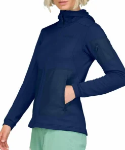 Women's Falketind Warm Stretch Hood Blue Damtröjor & Skjortor