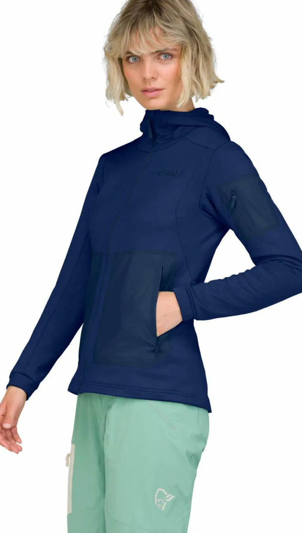 Women's Falketind Warm Stretch Hood Blue Damtröjor & Skjortor
