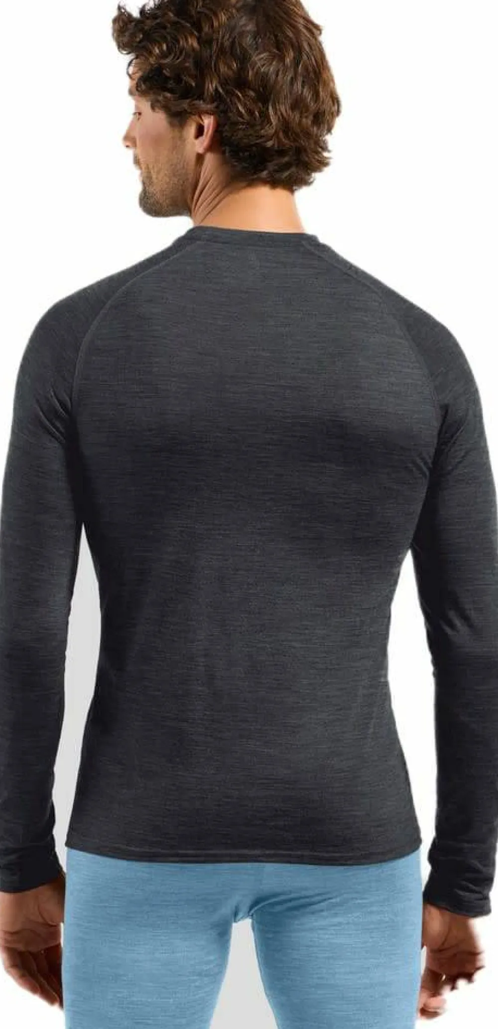 Odlo Men's Performance Wool 150 Base Layer Provincial Blue - Dark Grey Melange Sale