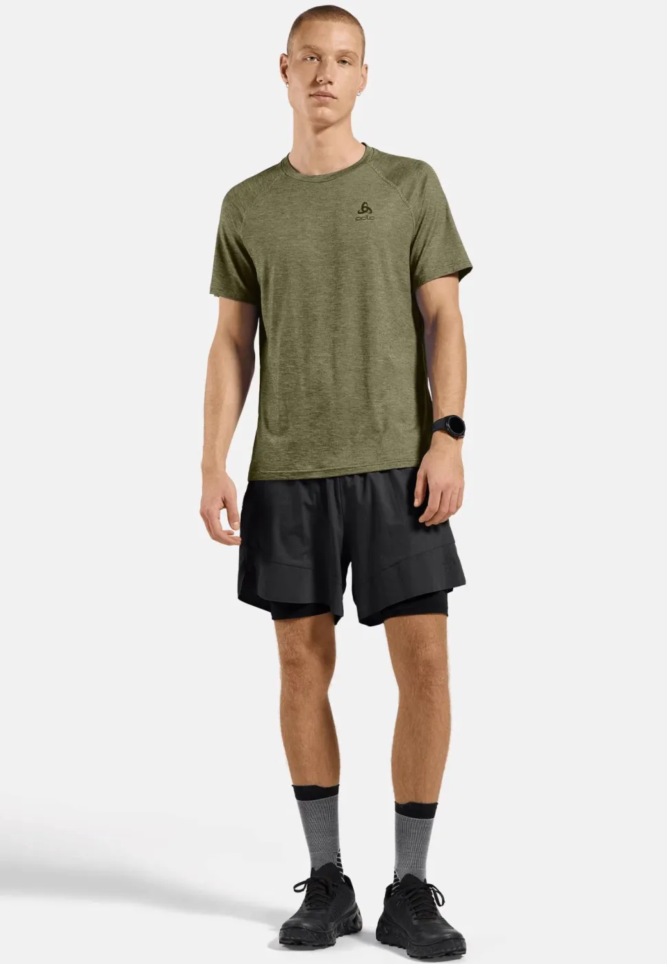 Odlo Men's T-Shirt Crew Neck S/S X-Alp Pw 115 Guacamole Melange