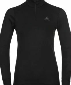 Odlo Women's Active Warm Eco Half-Zip Turtleneck Base Layer Top Black New