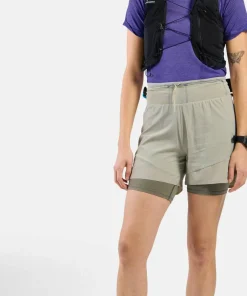 Odlo Women's X-Alp Trail 5 Inch 2-In-1 Short Agate Gray - Vetiver Sale