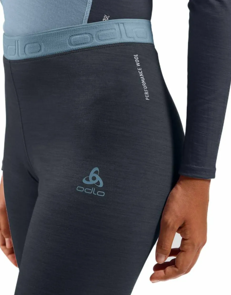 Odlo Women's Performance Wool 150 Base Layer Bottom Provincial Blue - Dark Sapphire Melange