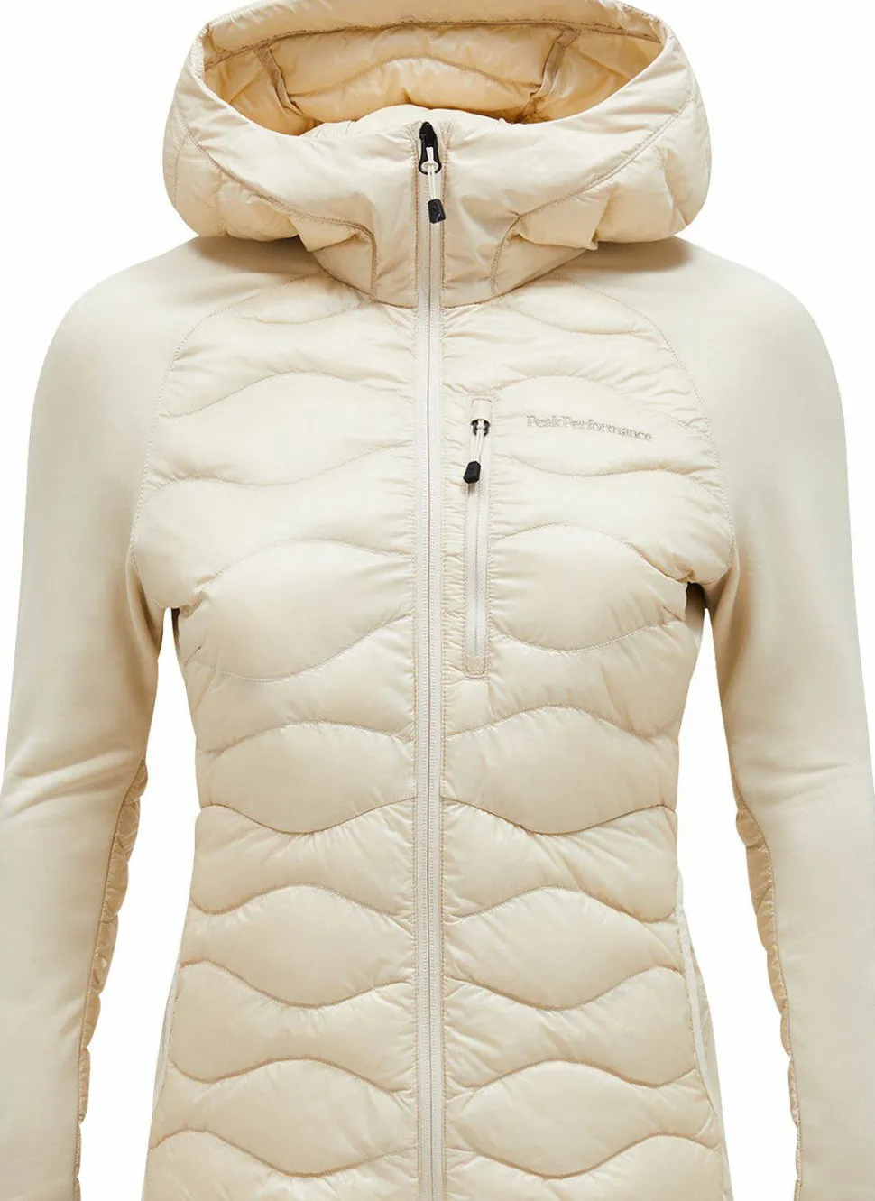 Peak Performance Women's Helium Down Hybrid Hood Sand Fog