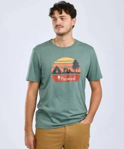 Pinewood Men's Finnveden Recycled Outdoor T-Shirt Aquagr. Melange Campsite