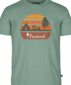 Pinewood Men's Finnveden Recycled Outdoor T-Shirt Aquagr. Melange Campsite