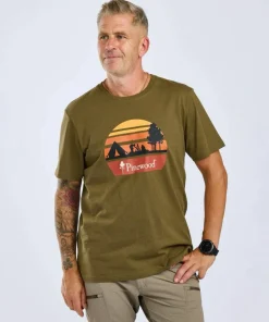 Pinewood Men's Finnveden Recycled Outdoor T-Shirt Olive Melange Campsite