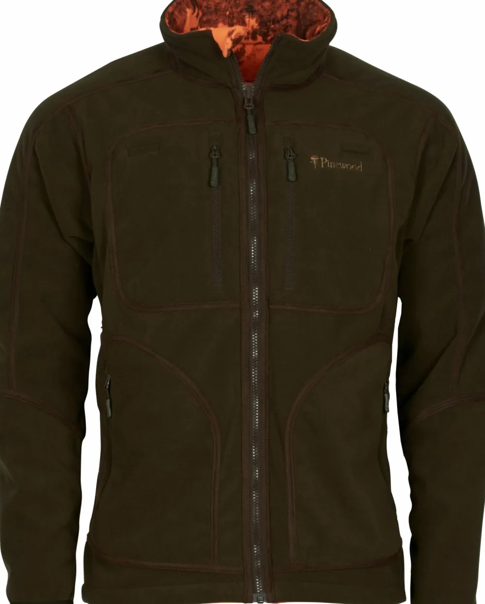 Pinewood Men's Furudal Reversible Camou Fleece Jacket Hunting Brown/Strata Blaze Hot