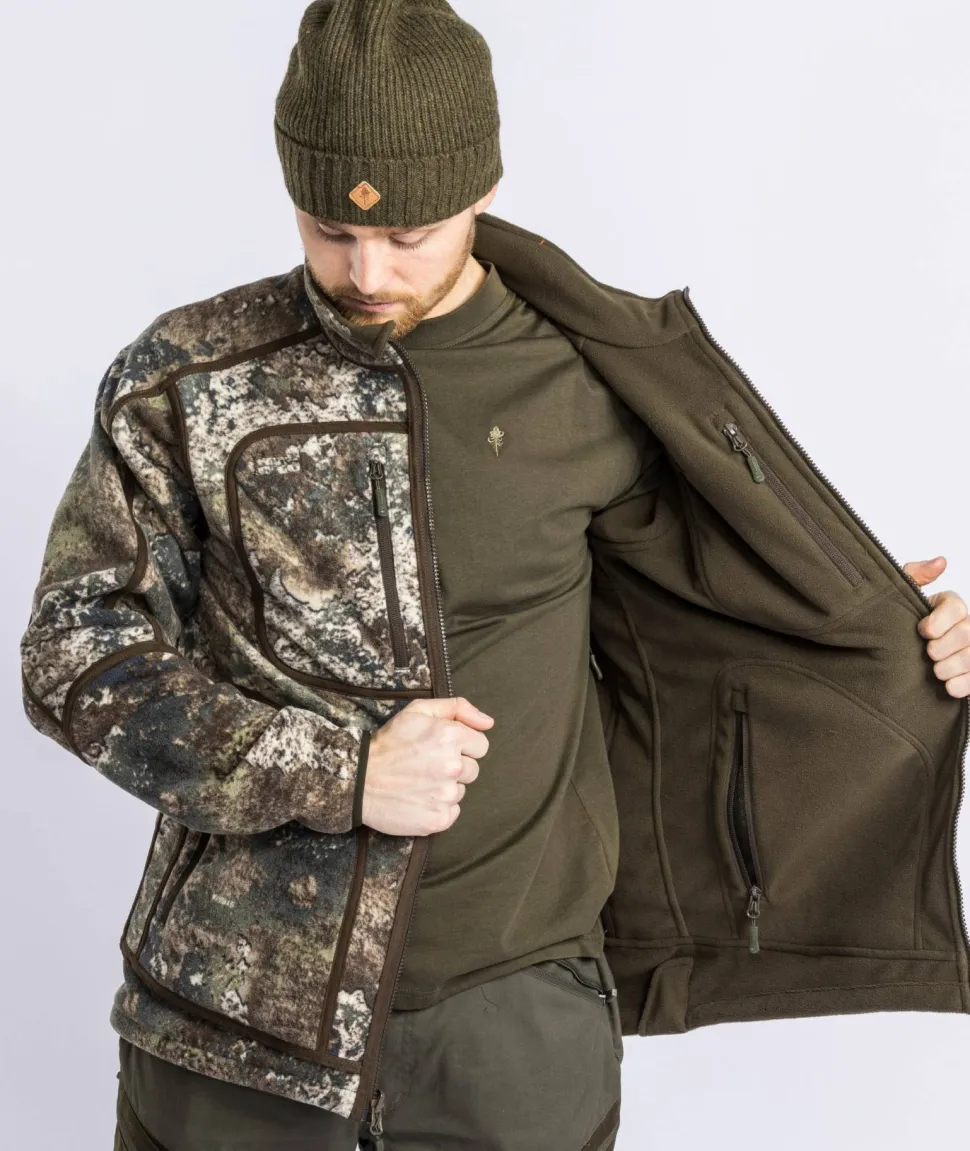 Pinewood Men's Furudal Reversible Camou Fleece Jacket Hunting Brown/Strata