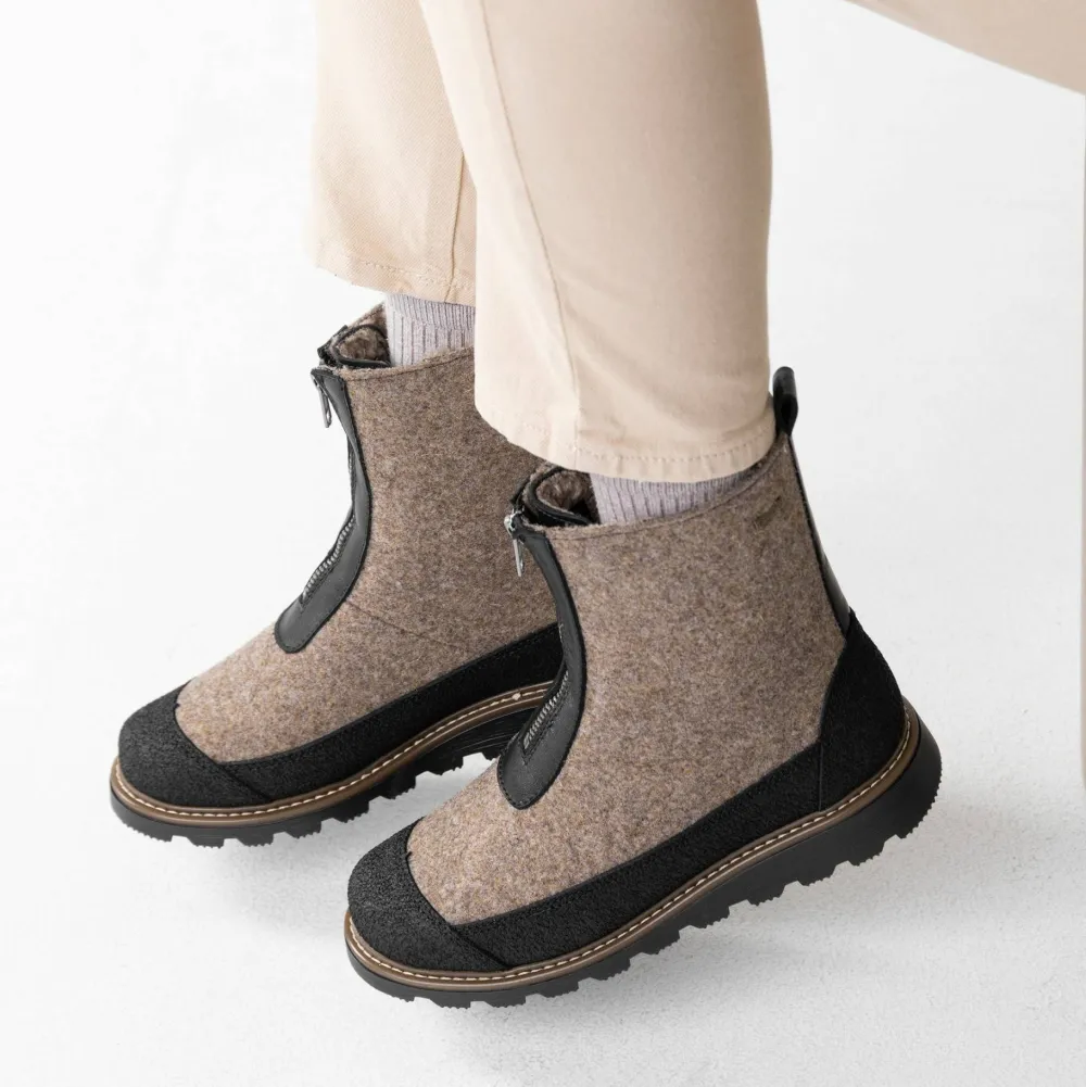 Pomar Women's Unari GORE-TEX Ankle Boot Sand Felt/Pu-Suede Hot