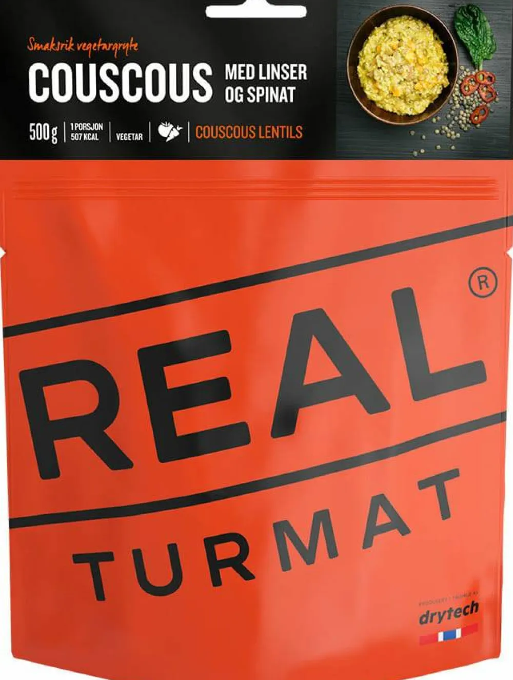 Real Turmat Coscous With Lentils And Spinach Orange