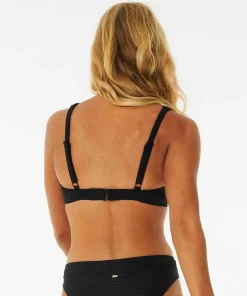 Rip Curl Women's Premium Surf D Cup Deep V Bikini Top Black
