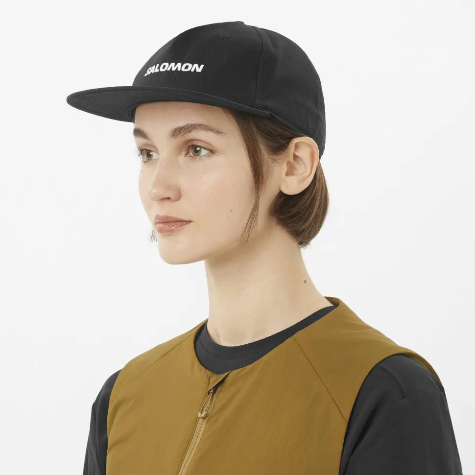 Salomon Logo Flat Cap Deep Black